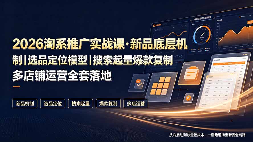 2026淘系推广实战课·新品底层机制｜选品定位模型｜搜索起量爆款复制多店铺运营全套落地教程-777网创网