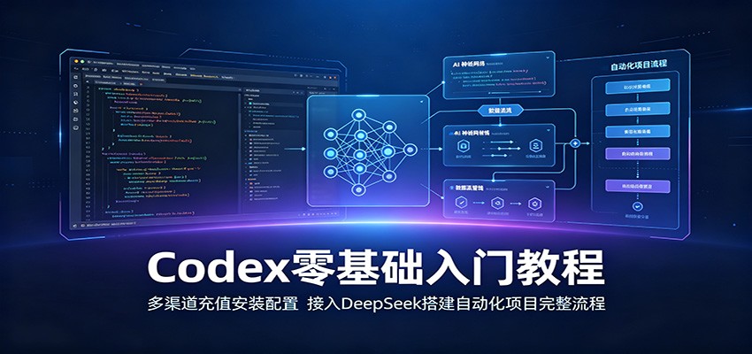 Codex零基础入门教程:多渠道充值安装配置,接入DeepSeek搭建自动化项目完整流程-777网创网