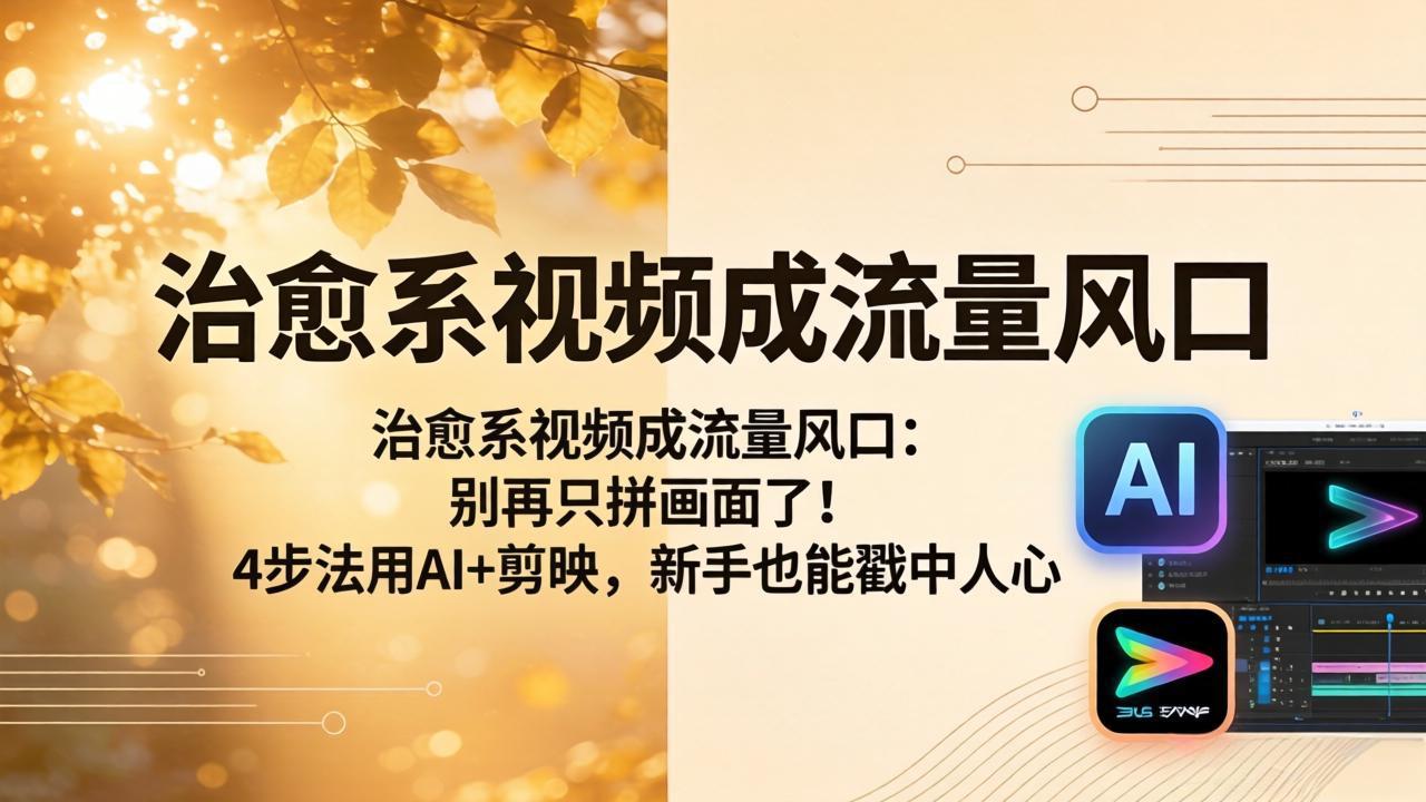 治愈系视频成流量风口：别再只拼画面了！4步法用AI+剪映，新手也能戳中人心-777网创网