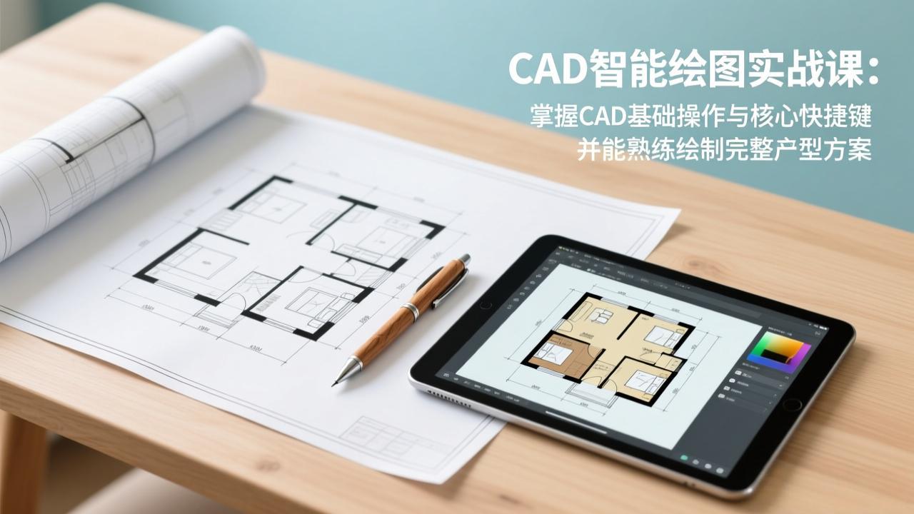CAD智能绘图实战课:掌握CAD基础操作与核心快捷键,并能熟练绘制完整户型方案-777网创网