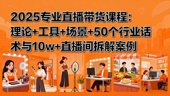 （15988期）2025专业直播带货课程：理论+工具+场景+50个行业话术与10w+直播间拆解案例-777网创网