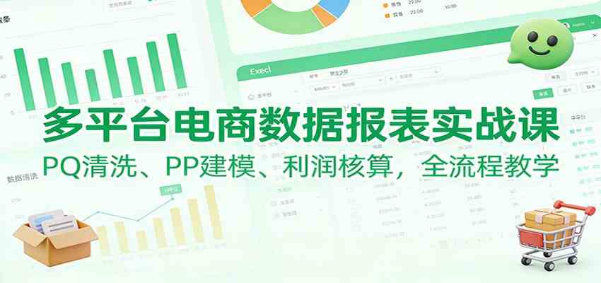 多平台电商数据报表实战课：PQ清洗、PP建模、 利润核算，全流程教学-777网创网