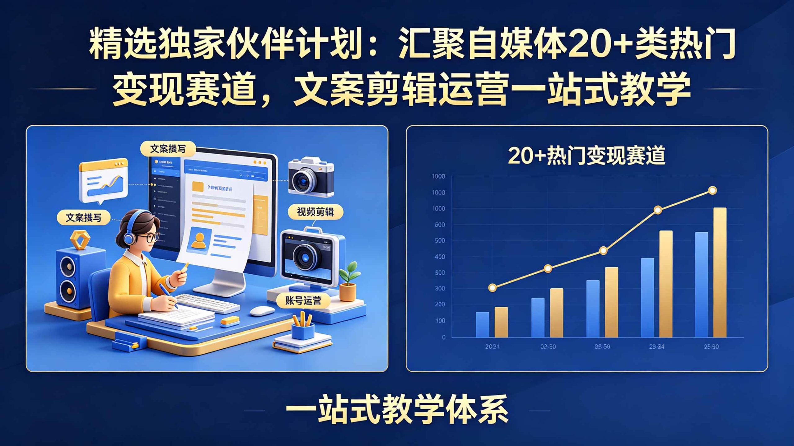 (18478期)精选独家伙伴计划:汇聚自媒体20+类热门变现赛道,文案剪辑运营一站式教学-777网创网