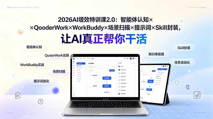 (19368期)2026AI增效特训课2.0:智能体认知×QoderWork×WorkBuddy×场景扫描×提示词×Skill封装,让AI真正帮你干活-777网创网