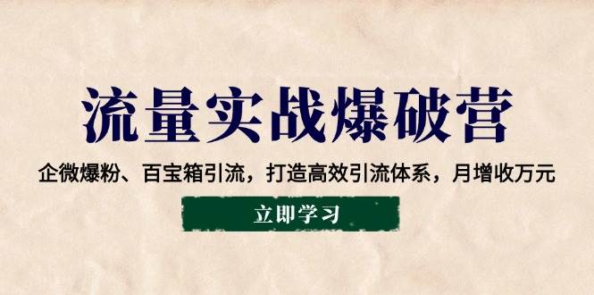（14039期）流量实战爆破营：企微爆粉、百宝箱引流，打造高效引流体系，月增收万元-777网创网