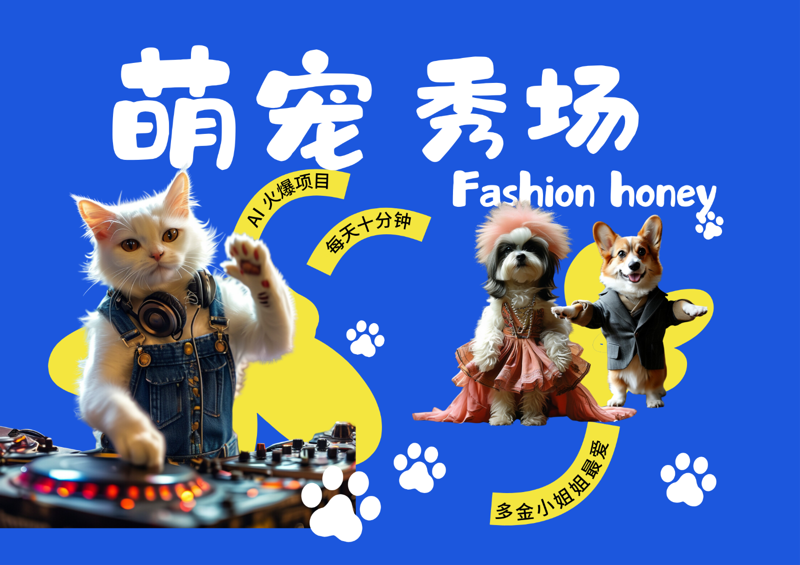 酷飒动物跳舞走秀 时尚喵FASHION汪 多金小姐姐最爱的 轻松月入破W-777网创网