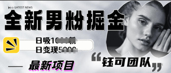 全新男粉掘金思路日吸粉100+日变现1k+