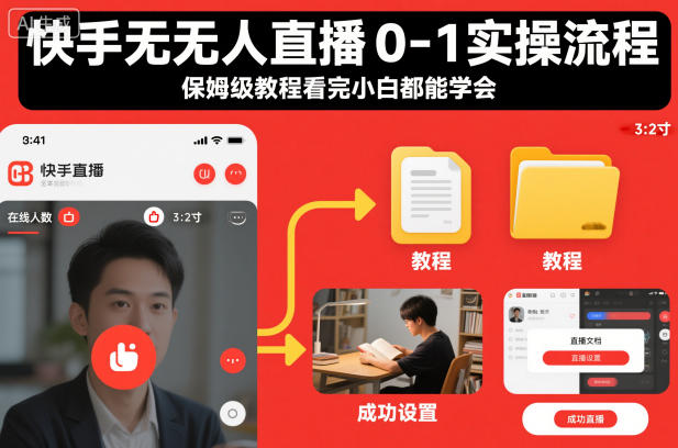 快手无人直播0-1实操流程,保姆级教程看完小白都能学会-777网创网