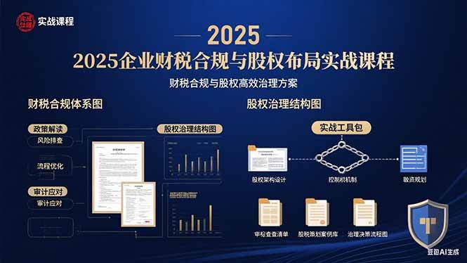 （15802期）2025企业财税合规与股权布局的实战课程：财税合规与股权高效治理方案-777网创网