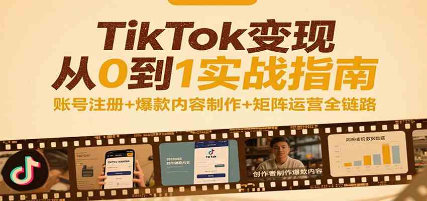 TikTok变现从0到1实战指南:账号注册+爆款内容制作+矩阵运营全链路-777网创网