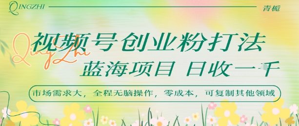 视频号创业粉打法,日入1k,蓝海项目,市场需求大,全程无脑操作,可复制-777网创网