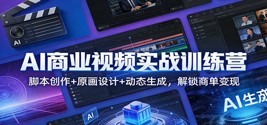 AI商业视频实战训练营:脚本创作+原画设计+动态生成,解锁商单变现 AI商业视频实战训练营:脚本创作+原画设计+动态生成,解锁商单变现