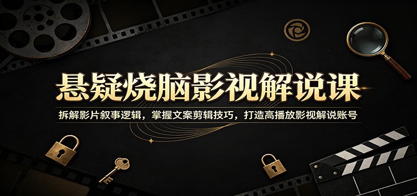 悬疑烧脑影视解说课：拆解影片叙事逻辑，掌握文案剪辑技巧，打造高播放影视解说账号-777网创网