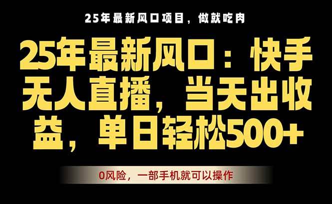 （16007期）25年最新无人直播玩法，当天秒出单，一部手机就可操作-777网创网