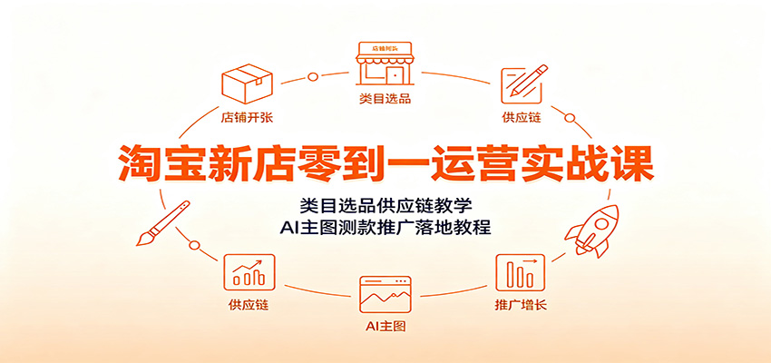 淘宝新店零到一运营实战课：类目选品供应链教学，AI主图测款推广落地教程-777网创网
