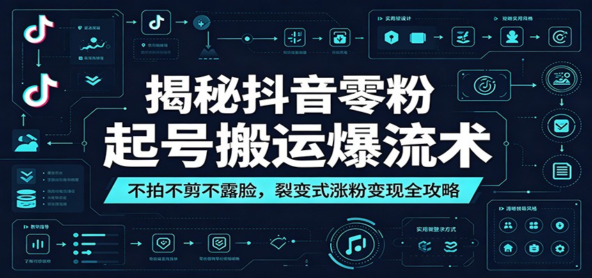 揭秘抖音零粉起号搬运爆流术：不拍不剪不露脸，裂变式涨粉变现全攻略-777网创网