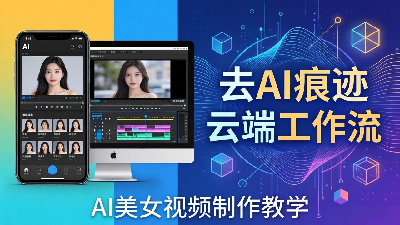AI美女视频制作教学：去AI痕迹，云端工作流出图，手机电脑均可，不需要配置-777网创网