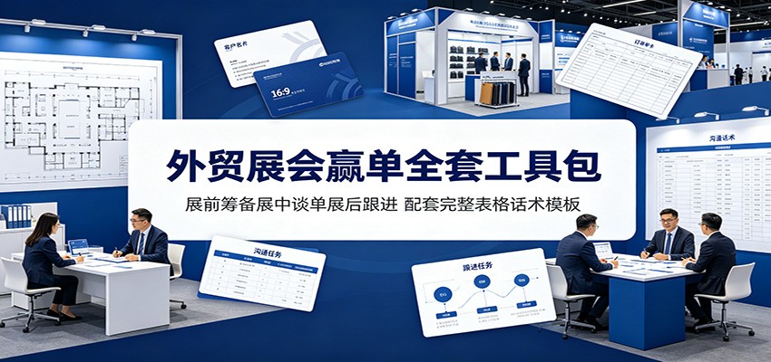 外贸展会赢单全套工具包：展前筹备展中谈单展后跟进，配套完整表格话术模板-777网创网