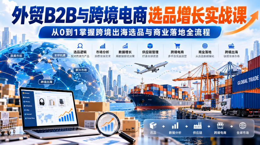 外贸B2B与跨境电商选品增长实战课,从0到1掌握跨境出海选品与商业落地全流程-777网创网