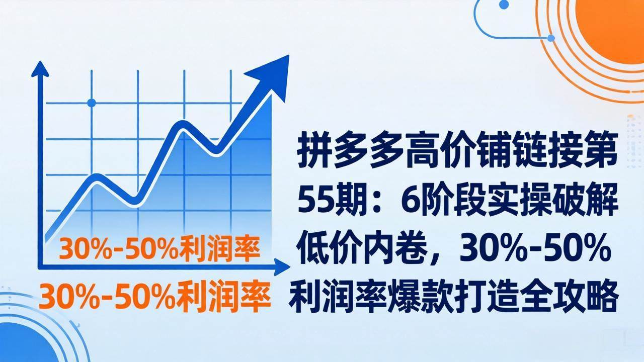 (17698期)拼多多高价铺链接第55期:6阶段实操破解低价内卷,30%-50%利润率爆款打造全攻略-777网创网