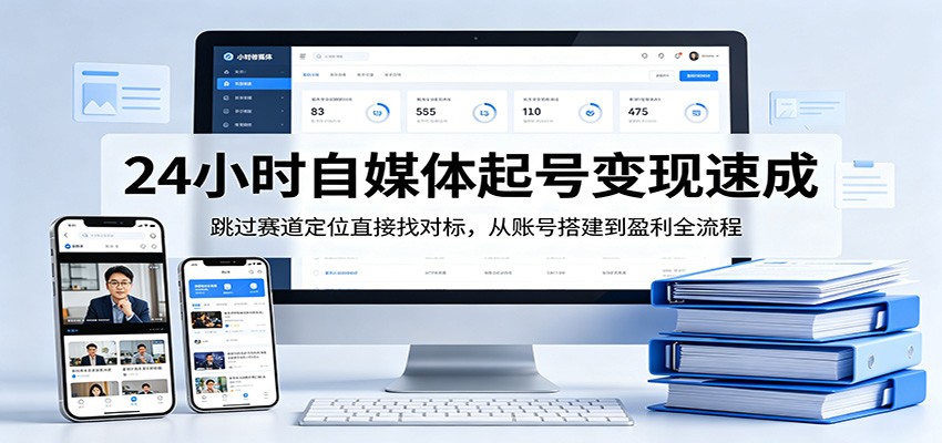 24小时自媒体起号变现速成，跳过赛道定位直接找对标，从账号搭建到盈利全流程-777网创网