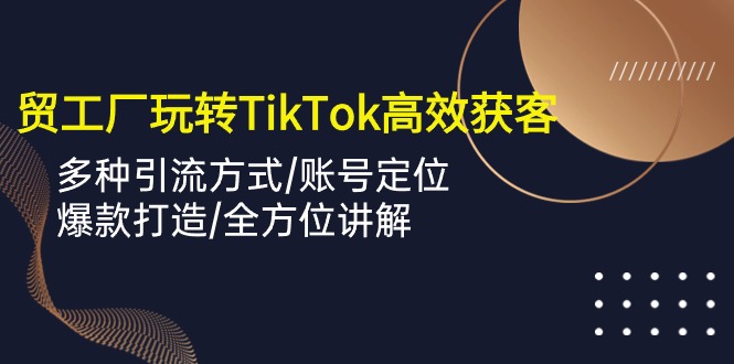 （10302期）外贸工厂玩转TikTok高效获客，多种引流方式/账号定位/爆款打造/全方位讲解-777网创网