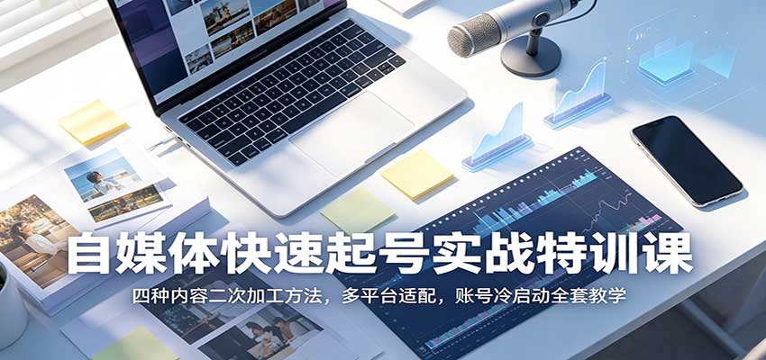 自媒体快速起号实战特训课：四种内容二次加工方法，多平台适配，账号冷启动全套教学-777网创网