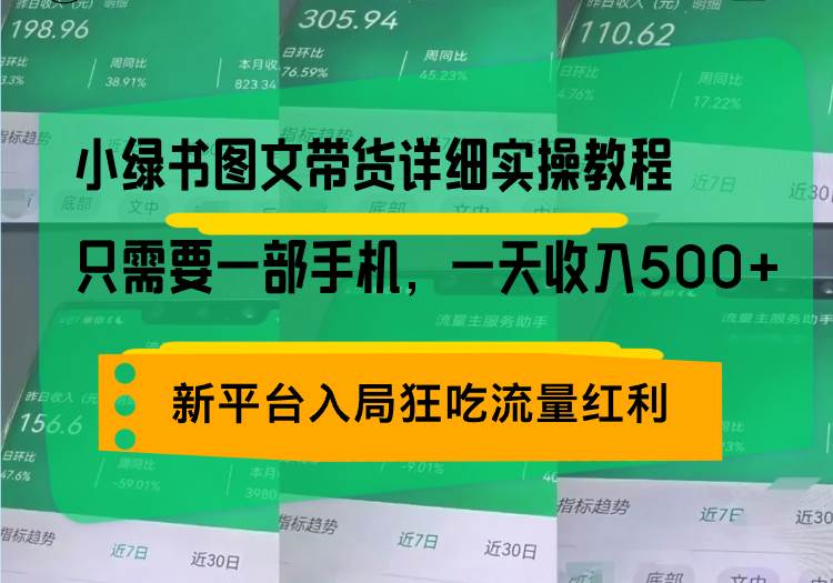 （13509期）小绿书图文带货详细实操教程，只需要一部手机，一天收入500+，轻松变现-777网创网