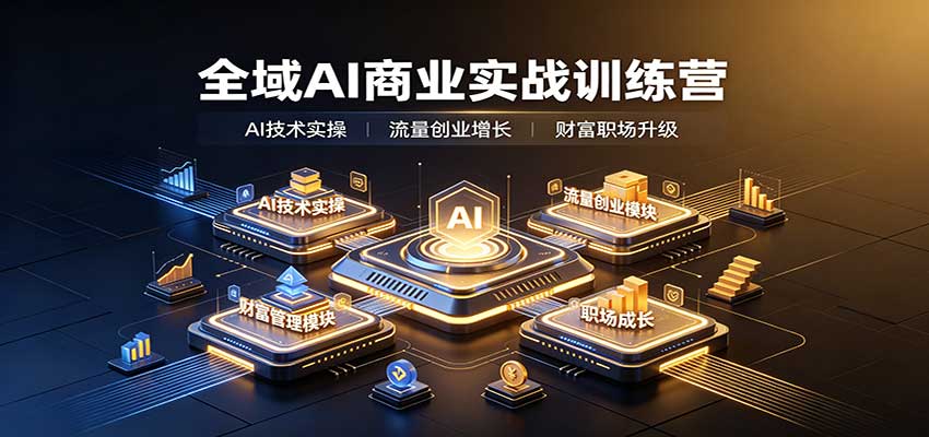 全域AI商业实战训练营:涵盖AI技术实操、流量创业、财富管理与职场成长全体系内容-777网创网