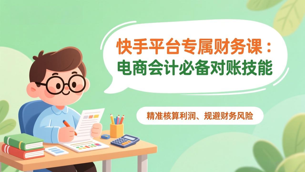 快手平台专属财务课:电商会计必备对账技能,精准核算利润、规避财务风险-777网创网