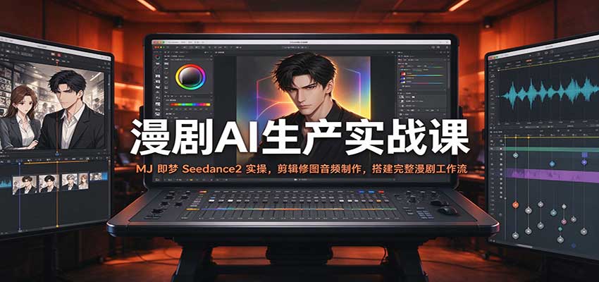 漫剧AI生产实战课:MJ 即梦 Seedance2 实操,剪辑修图音频制作,搭建完整漫剧工作流-777网创网