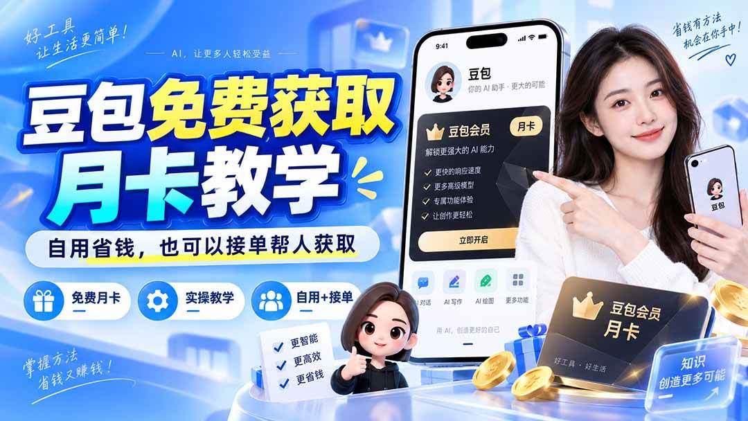 (20358期)豆包免费获取月卡教学,自用省钱,也可以接单帮人获取-777网创网