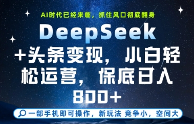 DeepSeek+头条变现,保姆级教学,小白轻松上手,日入8张+【揭秘】-777网创网