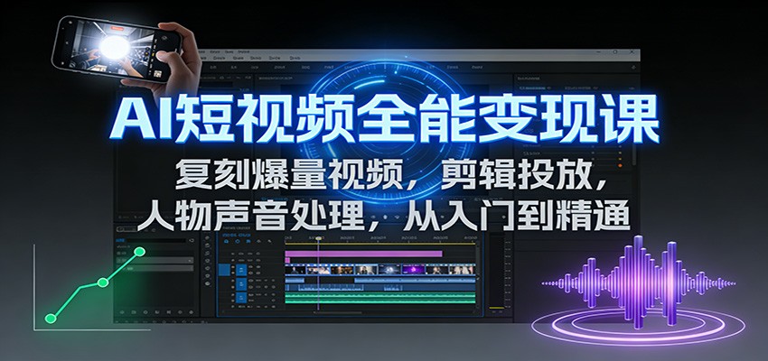 AI短视频全能变现课:复刻爆量视频,剪辑投放,人物声音处理,从入门到精通 AI短视频全能变现课:复刻爆量视频,剪辑投放,人物声音处理,从入门到精通