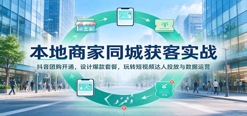 本地商家同城获客实战:抖音团购开通,设计爆款套餐,玩转短视频达人投放与数据运营-777网创网
