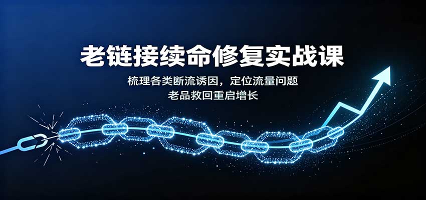 老链接续命修复实战课：梳理各类断流诱因，定位流量问题，老品救回重启增长-777网创网