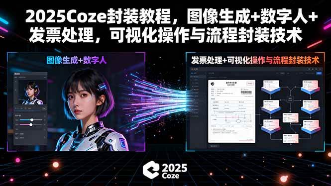 （15980期）2025Coze封装教程，图像生成+数字人+发票处理，可视化操作与流程封装技术-777网创网
