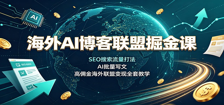 海外AI博客联盟掘金课：SEO搜索流量打法，AI批量写文，高佣金海外联盟变现全套教学-777网创网