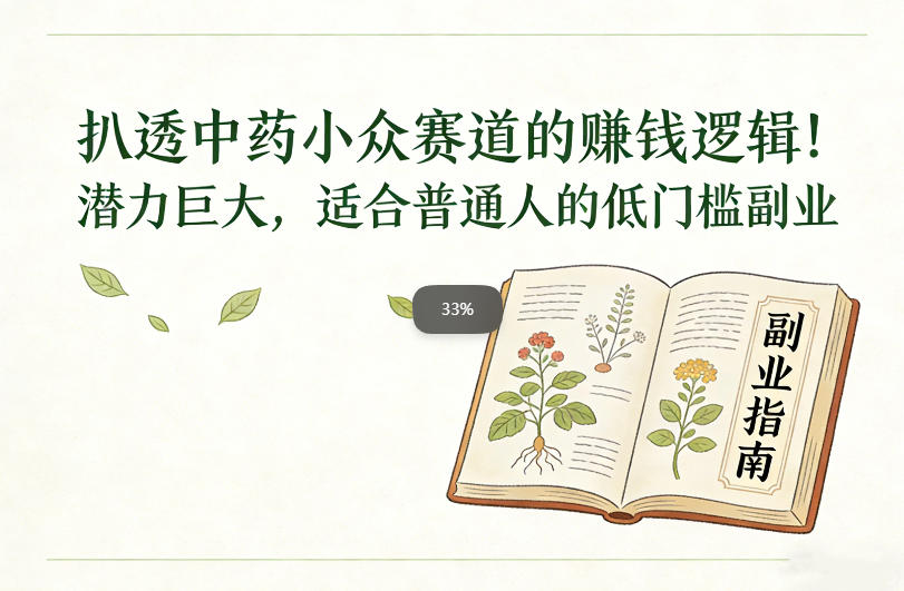 扒透中药小众赛道的賺米逻辑,潜力巨大,适合普通人的低门槛副业-777网创网