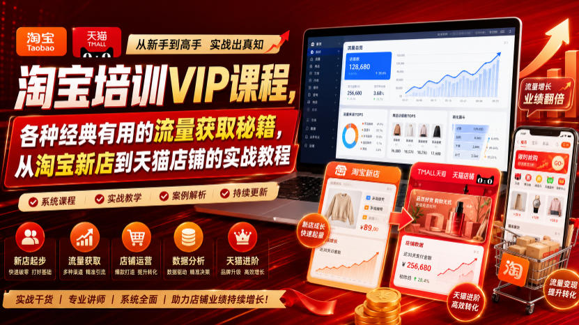 淘宝培训VIP课程,各种经典有用的流量获取秘籍,从淘宝新店到天猫店铺的实战教程(更新10月04日)-777网创网