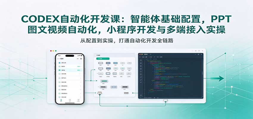 CODEX自动化开发课:智能体基础配置,PPT图文视频自动化,小程序开发与多端接入实操-777网创网
