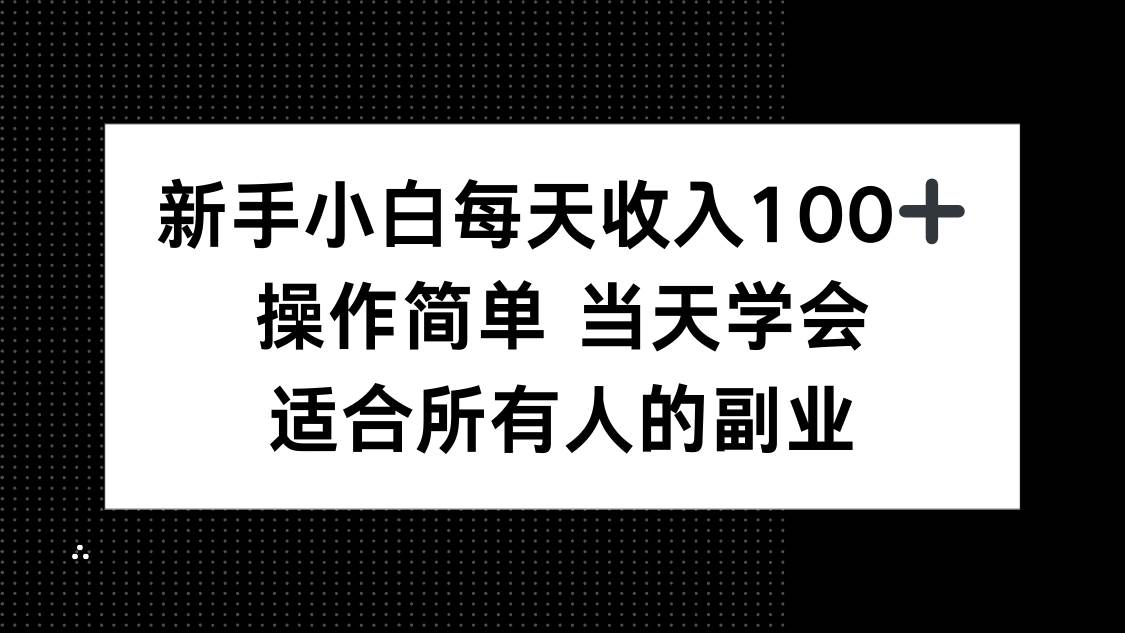 (15937期)新手小白每天收入100+,操作简单 当天学会 ,适合所有人的副业-777网创网