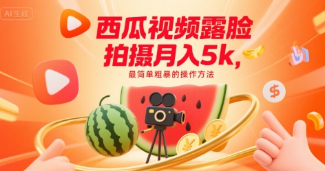 西瓜视频露脸拍摄月入5k,最简单粗暴的操作方法-777网创网