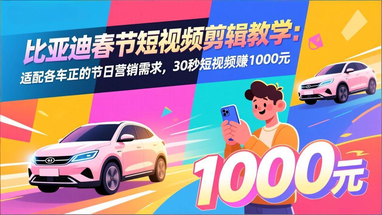 (17320期)比亚迪春节短视频剪辑教学:适配各车企的节日营销需求,30秒短视频赚1000元 (17320期)比亚迪春节短视频剪辑教学:适配各车企的节日营销需求,30秒短视频赚1000元