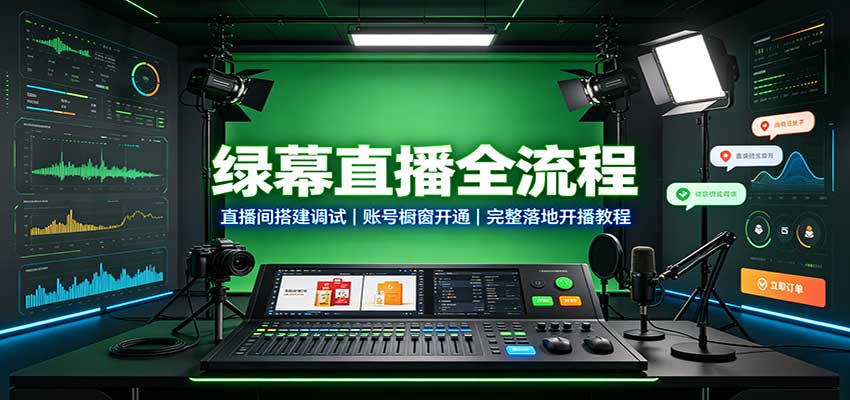 绿幕直播全流程：直播间搭建调试，账号橱窗开通，完整落地开播教程-777网创网