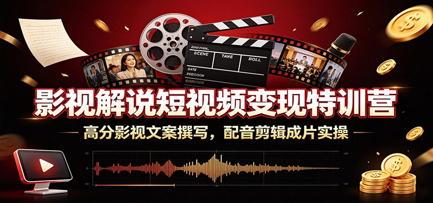 影视解说短视频变现特训营：高分影视文案撰写，配音剪辑成片实操-777网创网
