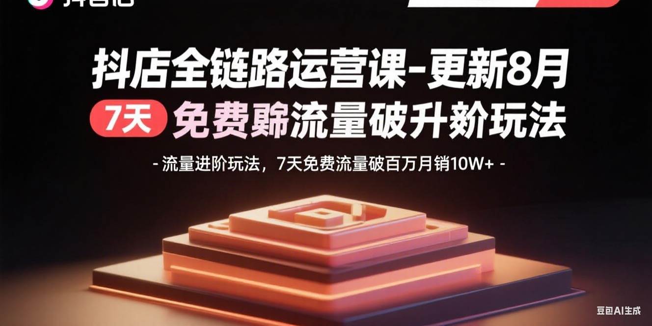 （15918期）抖店全链路运营课-更新8月：流量进阶玩法，7天免费流量破百万月销10W+-777网创网