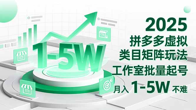 2025 拼多多虚拟类目矩阵玩法，工作室批量起号，月入 1-5W 不难-777网创网