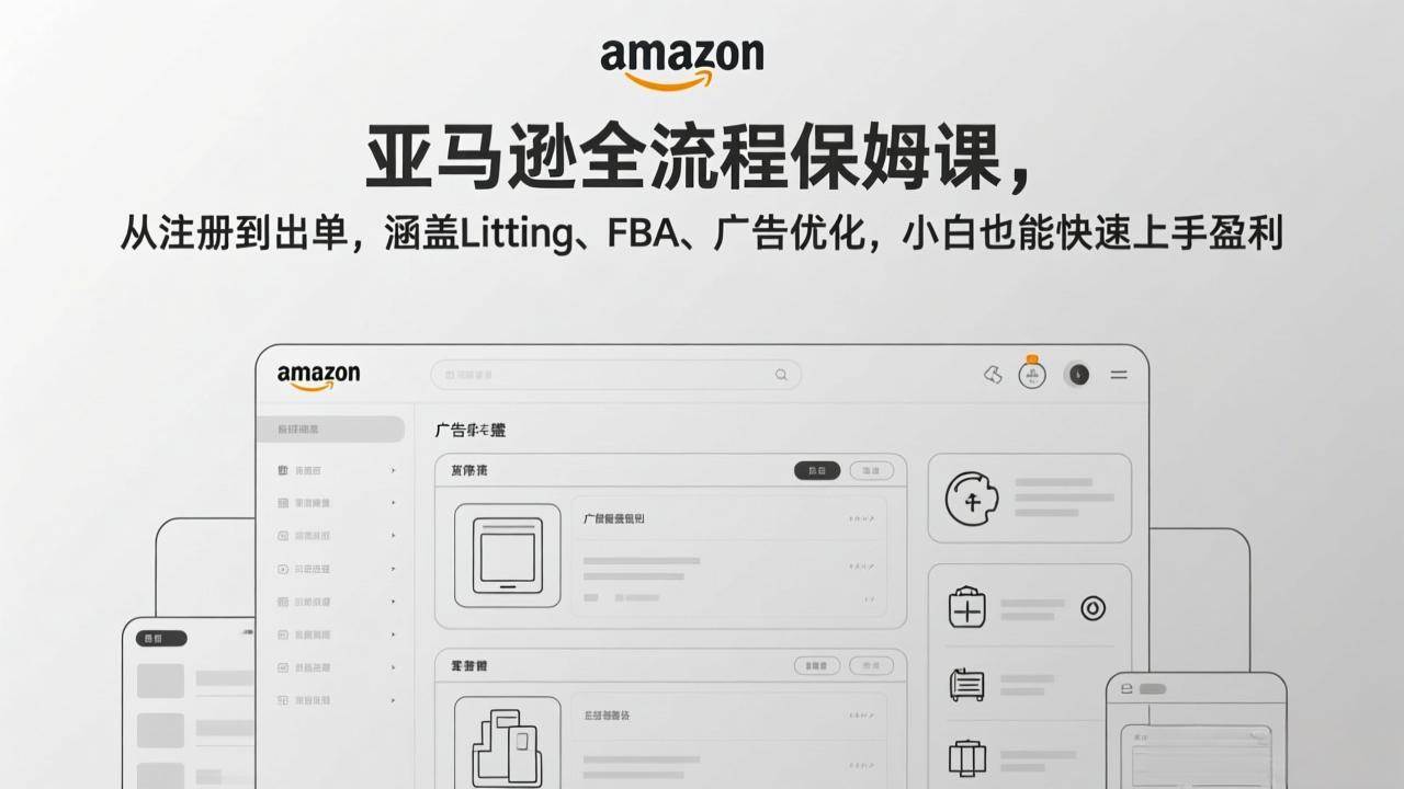 （17293期）亚马逊全流程保姆课，从注册到出单，涵盖Listing、FBA、广告优化，小白也能快速上手盈利-777网创网