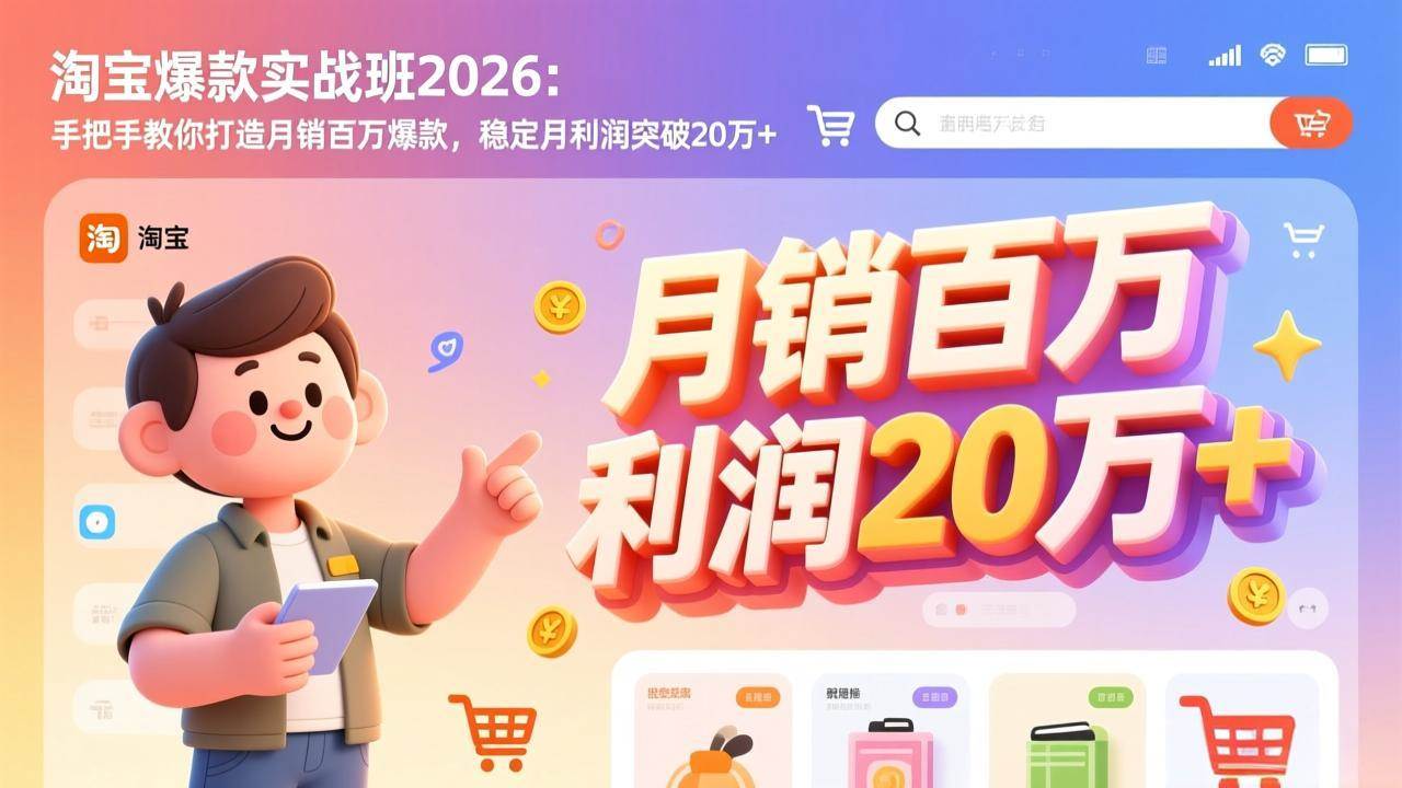（17209期）淘宝爆款实战班2026：手把手教你打造月销百万爆款，稳定月利润突破20万+-777网创网